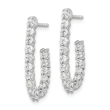 Rhodium Over 14K White Gold Lab Grown Diamond SI1/SI2, G H I, In and Out
J-Hoop Earrings
