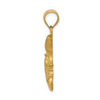 14k Yellow Gold Satin and Diamond-Cut Moon Pendant