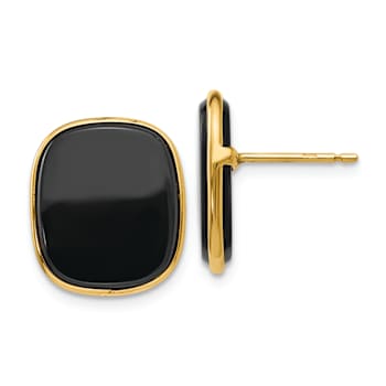 14k Yellow Gold Black Onyx Stud Earrings
