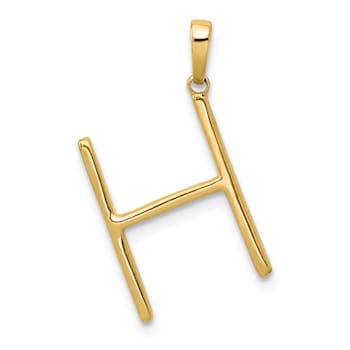14K Yellow Gold Diamond Letter H Initial Pendant