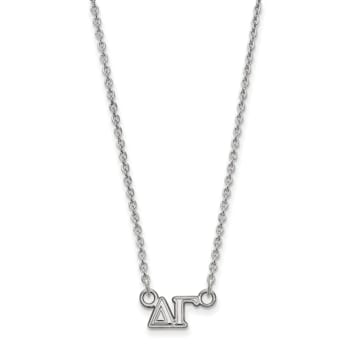 Rhodium Over Sterling Silver LogoArt Delta Gamma Extra Small Pendant Necklace