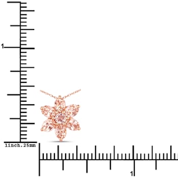 Peach Morganite 10K Rose Gold Floral Cluster Necklace For Friend  0.99ctw