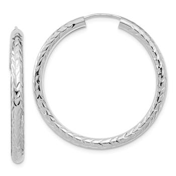 Rhodium Over 14k White Gold Polished and Diamond-Cut 1 5/16"
Endless Hoop Earrings