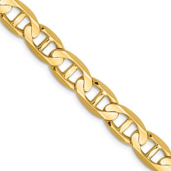 14k Yellow Gold 8mm Concave Mariner 26 Inch Chain