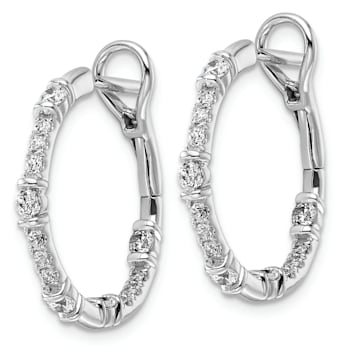 Rhodium Over 14K White Gold Lab Grown Diamond SI1/SI2, In and Out Hoop Earrings