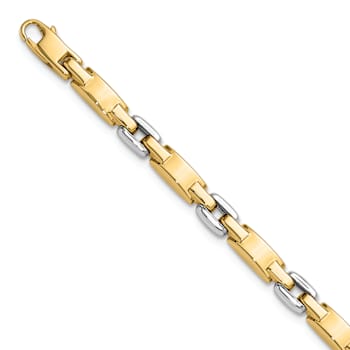 14k Yellow Gold and 14k White Gold 4.8mm Polished Fancy Link Bracelet