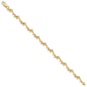14k Yellow Gold Dolphin Link Bracelet
