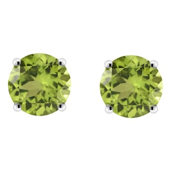 6mm Round Peridot Rhodium Over Sterling Silver Stud Earrings