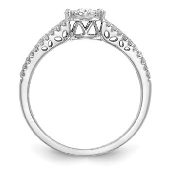 Rhodium Over 14K White Gold Lab Grown Diamond Cluster Engagement Ring 0.475ctw