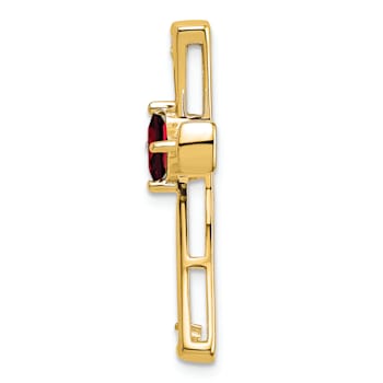 14k Yellow Gold Garnet and Diamond Cross Chain Slide Pendant