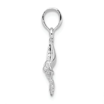 Rhodium Over Sterling Silver Polished Hummingbird Pendant