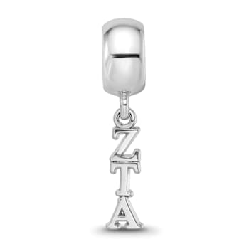 Rhodium Over Sterling Silver LogoArt Zeta Tau Alpha Vertical Letters Bead