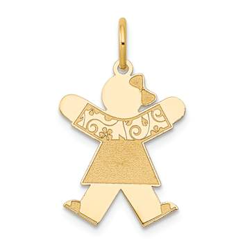 14k Yellow Gold Satin Girl with Bow on Left Charm