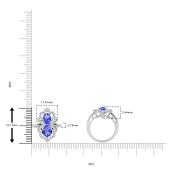14K White Gold Tanzanite and Diamond Ring 1.74 ctw
