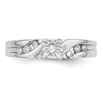 Rhodium Over 14K White Gold Diamond Trio Engagement Ring 0.13ctw