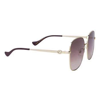 Gucci Gold Tone Oversize Frame / Gray Brown Gradient Lens Sunglasses
