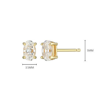 Oval Moissanite 14k Yellow Gold Over Silver Stud Earrings 0.52ctw DEW