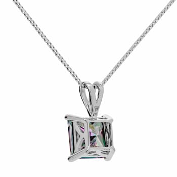 Multi-color Cubic Zirconia 14k White Gold Pendant With Chain 2.00ctw