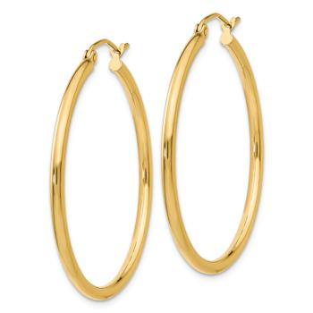 14k Yellow Gold Polished 1 3/8" Tube Hoop Earrings