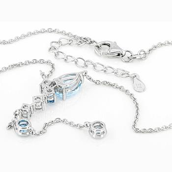 Multi-Blue Topaz And Aquamarine Pendant Necklace In Sterling Silver 2.55ctw