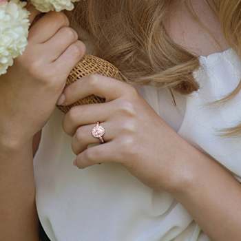 Morganite, White Topaz and Diamond 14K Rose Gold Ring 1.83ctw