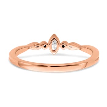 14K Rose Gold Petite Beaded Edge Marquise Diamond Ring 0.09ctw