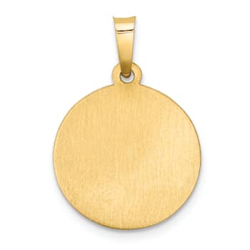 14K Yellow Gold Polished and Satin St. Christopher Medal Hollow Pendant