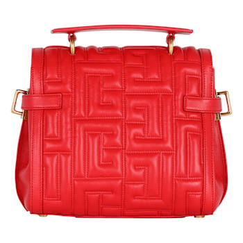 Balmain B-Buzz 23 Red Tote Crossbody Shoulder Bag Quilted Calf Leather