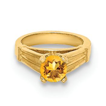 14k Yellow Gold 3D Ring with Yellow Cubic Zirconia November Birthstone Charm