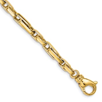 10k Yellow Gold 5mm Hand-polished Fancy Link Bracelet