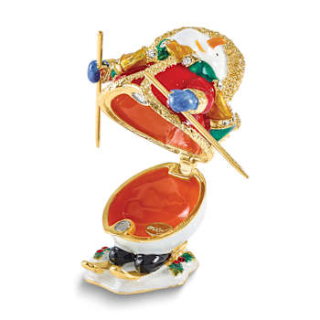 SNOWFALL Snowman Skiing Trinket Box