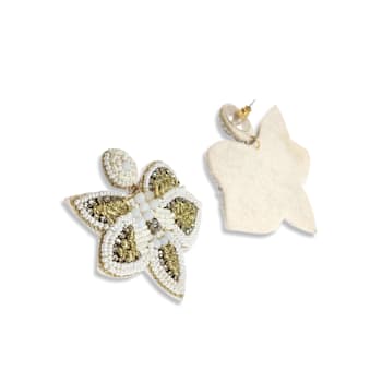 White Seed Beads With Clear Crystal Butterfly Earring