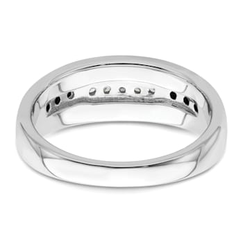 Rhodium Over 14K White Gold White and Black Diamond Men's Ring 0.25ctw