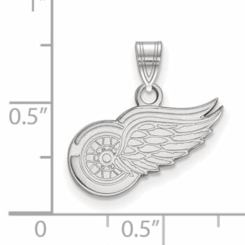Rhodium Over Sterling Silver NHL LogoArt Detroit Red Wings Small Pendant