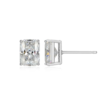 Emerald Cut Moissanite Platineve Stud Earrings 3.50ctw DEW