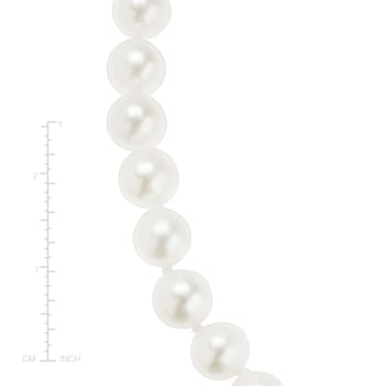 6-7mm Round White Freshwater Pearl 10K Yellow Gold Tennis Necklace