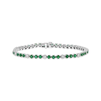 3.09ctw Emerald and Diamond Bracelet in 14k White Gold