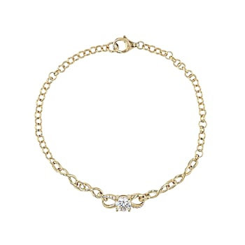 Diamond Simulant White Zircon Station Link Bracelet In 18K Gold Over
Sterling Silver 1.31ctw