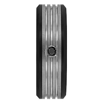 Robert Alton Men's Black Diamond Black Ion Plated 8MM Band Ring In Tungsten