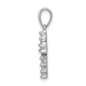 Rhodium Over 10k White Gold Accent Diamond Latin Cross Pendant