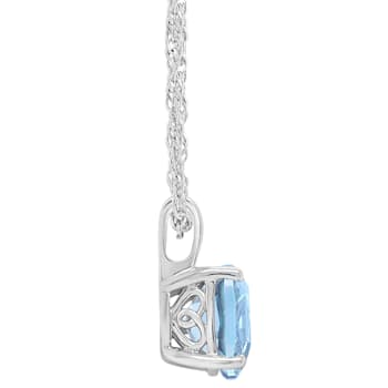 8mm Cushion Sky Blue Topaz Rhodium Over Sterling Silver Pendant With Chain