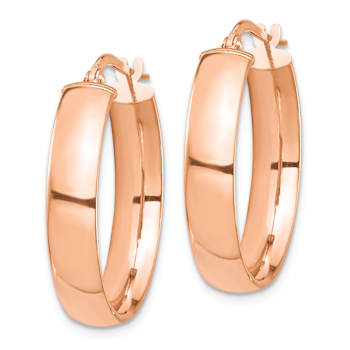 14k Rose Gold High Polished 1" Hoop Earrings