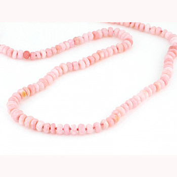 Pink Peruvian Opal Rondelle Bead Necklace In Sterling Silver 5-6mm
