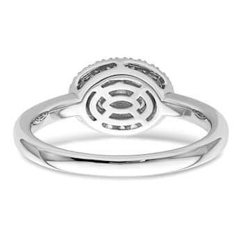 Rhodium Over 14K White Gold Diamond Oval Halo Cluster Engagement Ring 0.30ctw