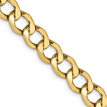 14k Yellow Gold 6.5mm Curb Link 24 Inch Chain