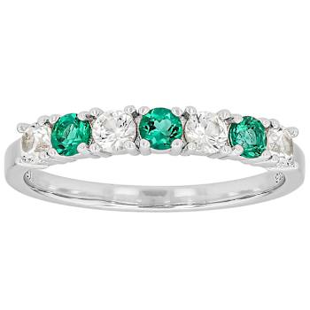 Lab-Created Emerald And White Sapphire Band Ring In Platinum Over
Sterling Silver