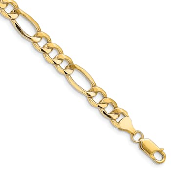 14k Yellow Gold 8.5mm Figaro Link Bracelet, 8 Inches