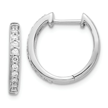 Rhodium Over 14K White Gold Lab Grown Diamond SI1/SI2, G H I, Hinged
Hoop Earrings