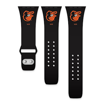 Gametime MLB Baltimore Orioles Black Silicone Apple Watch Band (38/40mm
M/L). Watch not included.