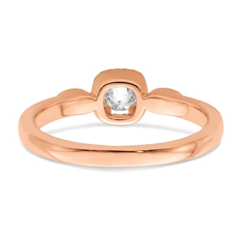 14K Rose Gold Petite Rope Edge Round Diamond Ring 0.24ctw
